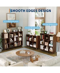 homfan Cube Bookshelf Organizer, Freestanding Open Bookcase with Leg Base, Modern Storage Shelf for Home Office Living Room Bedroom