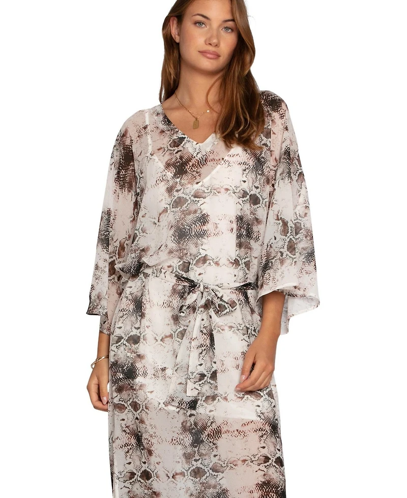 Belle & Bloom Women's Heart on Fire Snake Print Kaftan