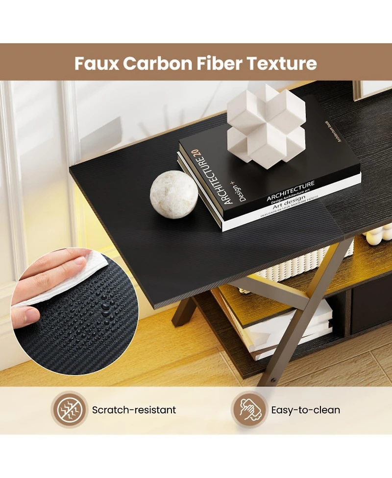 Sugift 65 in Tv Stand with Power Outlets and Led Lights