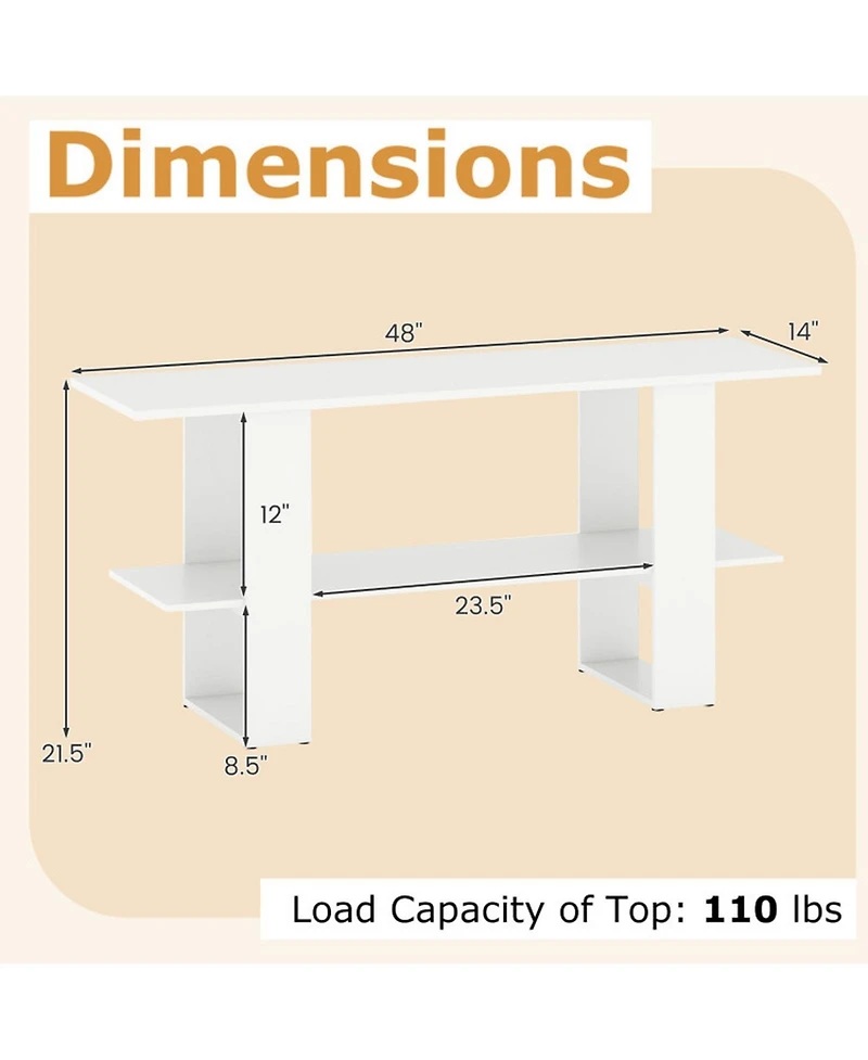 Sugift 2-Tier Tv Stand with Storage and Open Shelf for TVs up to 55 in