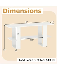Sugift 2-Tier Tv Stand with Storage and Open Shelf for TVs up to 55 in