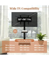 Sugift Tilt and Height Adjustable Tv Stand with Power Outlet and Adjustable Av Shelf 32-70 in