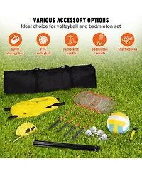 Hongge Portable Volleyball Badminton Combo Set with Adjustable Steel Poles