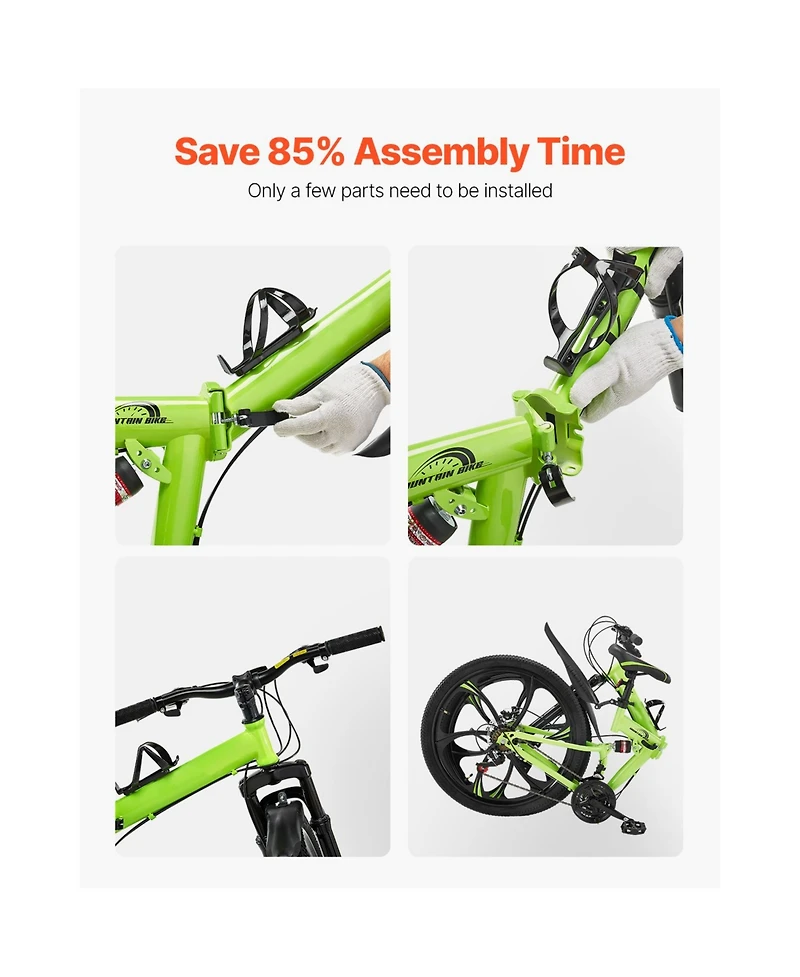 Hongge 26 in Full Suspension Folding Mountain Bike 21-Speed
