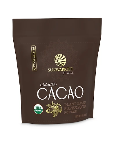 Sunwarrior Cacao Powder, Unsweetened Raw Cocoa for Baking and Smoothies, Non Gmo, 455 Gram