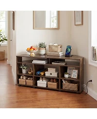 Sugift Corner Tv Stand for TVs up to 55 in with Charging Station and Space-Saving Design
