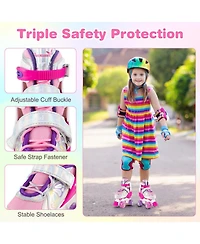 Sugift Kids Adjustable Quad Roller Skates 4 Sizes with Light-up Wheels