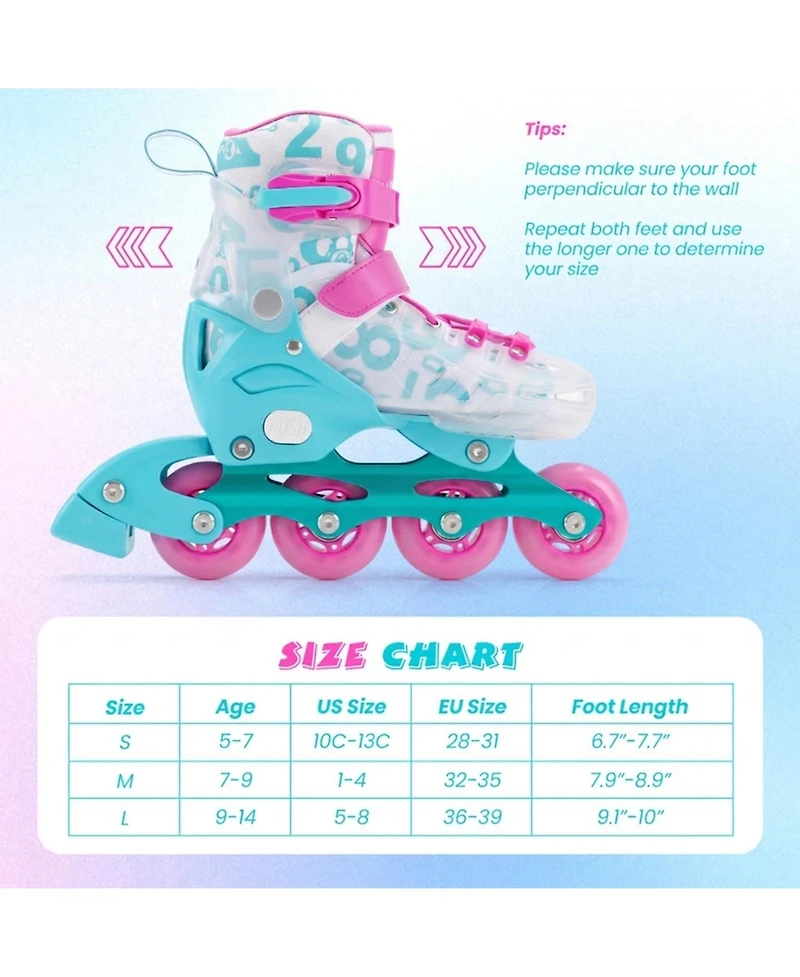 Sugift 4-Size Adjustable Kids Inline Skates for Beginners Ages 5-7