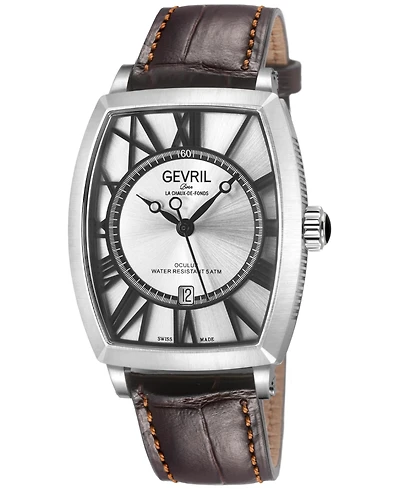 Gevril Men's Swiss Made Oculus Swiss Automatic Italian Leather Strap Watch