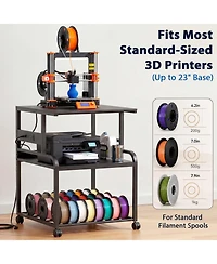 Aheaplus 3-Tier 3D Printer Stand Heavy with Filament Storage, Duty Rolling Cart