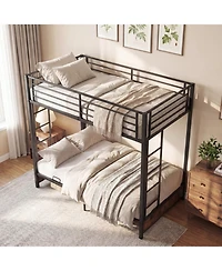 Sugift Twin Size Heavy Duty Metal Bunk Bed with Headboard and Footboard