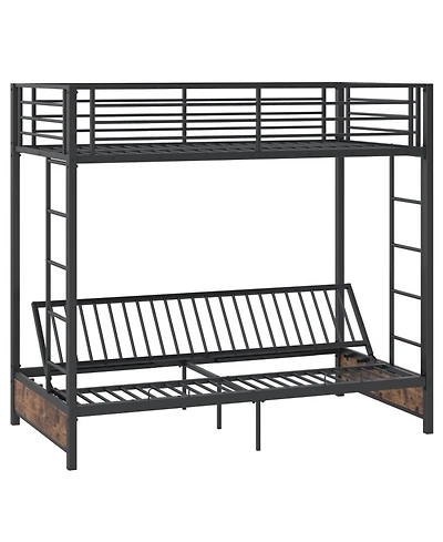 Sugift Twin Size Heavy Duty Metal Bunk Bed with Headboard and Footboard