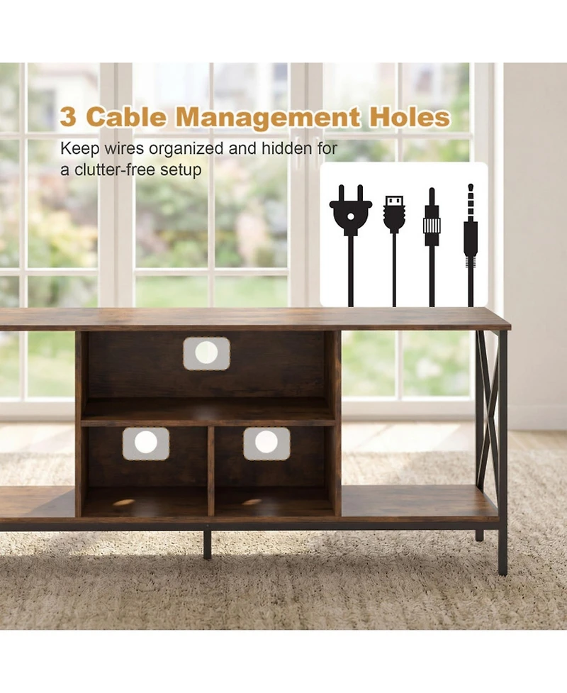Sugift Tv Stand for 65-Inch TVs with Led Lights Power Outlets and Metal Frame