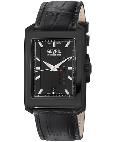 Gevril Men's Swiss Made Manhattanhenge Swiss Automatic Italian Leather Strap Watch