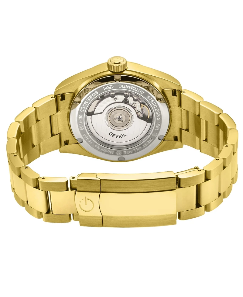 Gevril Men's Swiss Made West Village Swiss Automatic Ip Gold Stainless Steel Bracelet Watch