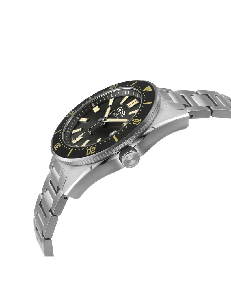Gevril Men's Swiss Made Mariner Row Swiss Automatic Silver Stainless Steel Bracelet Watch