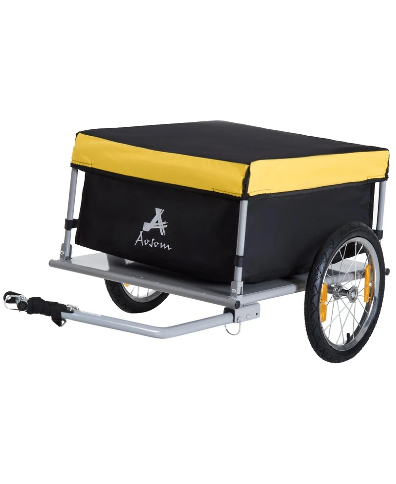 Mountaintop Bicycle Cargo Trailer, Yellow, Two-Wheel Bike Luggage Wagon with Removable Cover