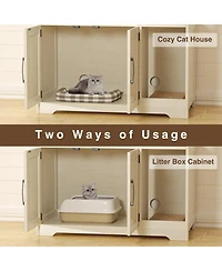 Vabches Cat Litter Box Enclosure, Hidden Litter Box Furniture with Scratch Pad