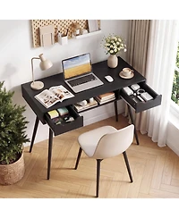 Costway Computer Desk with Drawers, Open Storage Compartment