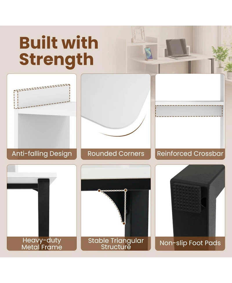 Sugift 43.5 inches Computer Desk with Charging Station and Ergonomic Monitor Stand