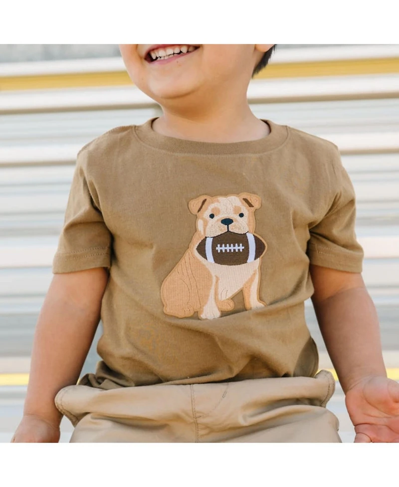 Sweet Wink Toddler Boys Bulldog Football Patch Short Sleeve T-Shirt