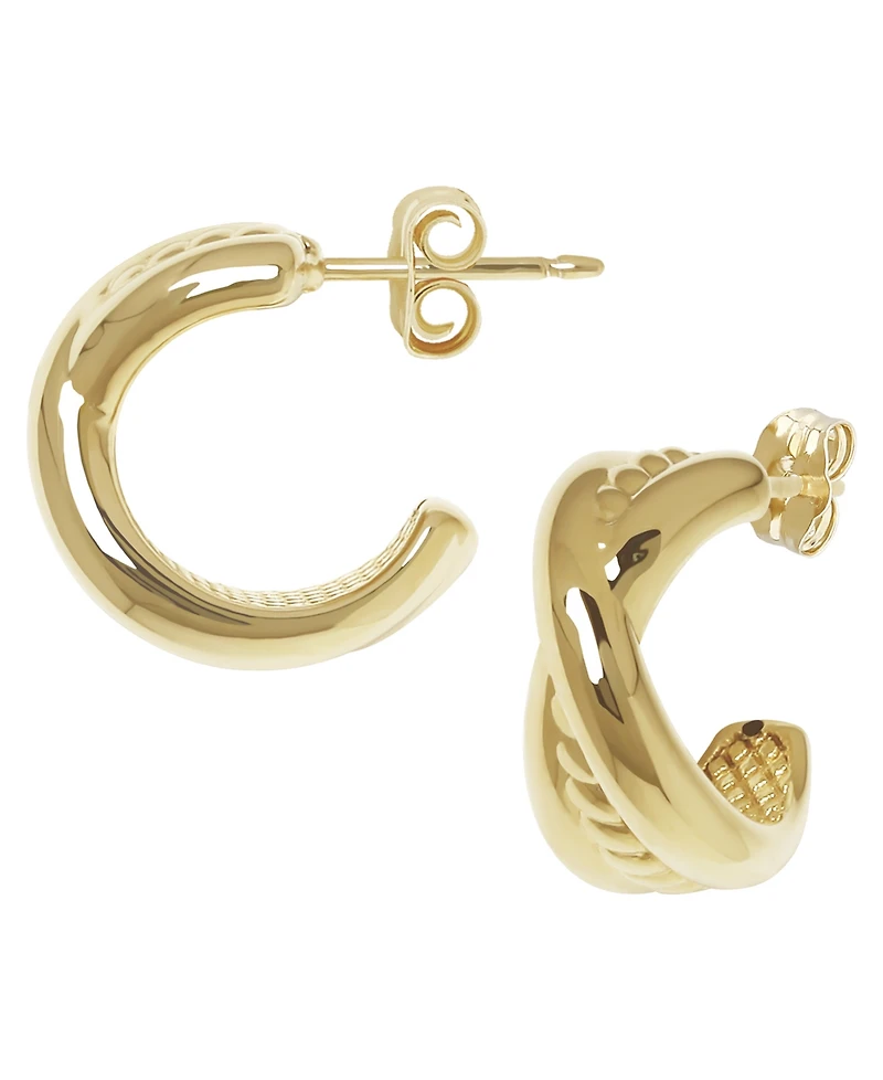 Macy's Sculptured Twisted Polished X Hoop Earrings in 14k Yellow Gold