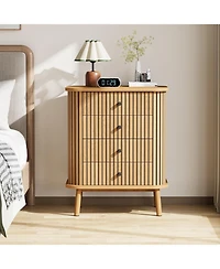homfan Boho Nightstands, Wooden Construction with Matte Handles and Wood Feet, Water-Resistant Surface for Bedroom, Hallway and Kitchen