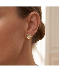 Lovely Heart Stud Earrings with Clear Cubic Zirconia