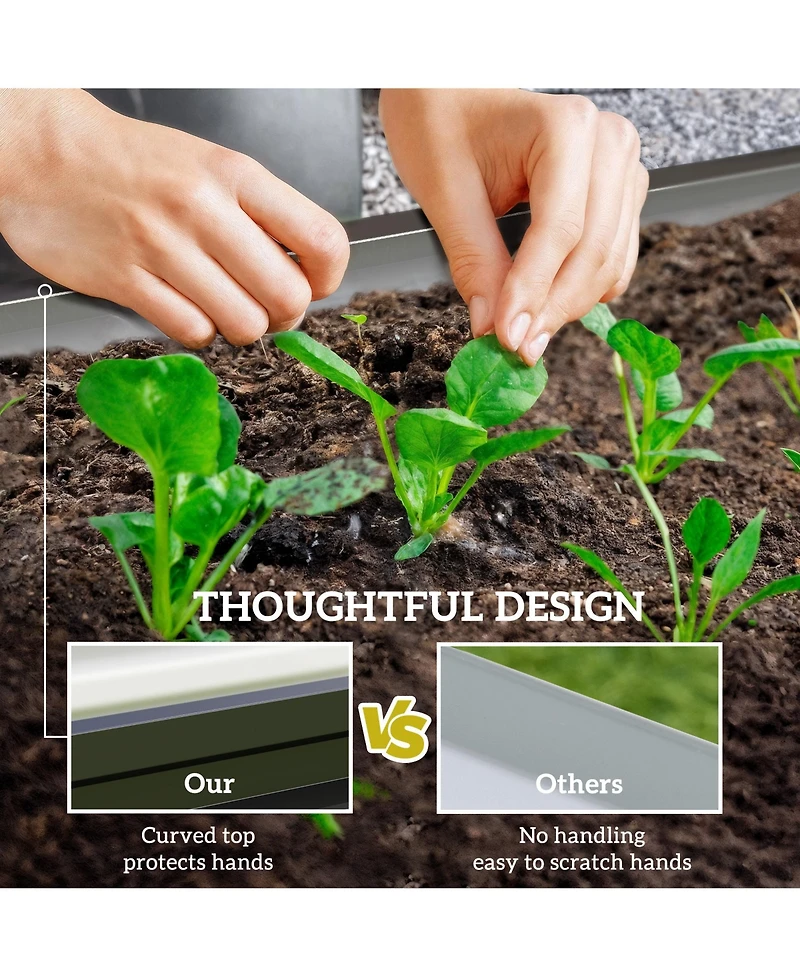 4' x 2' Raised Steel Garden Planter Bed for Vegetables, Herbs,, Grey