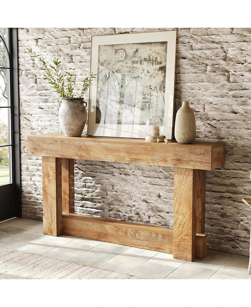 Tribesigns 63" Farmhouse Console Table with 2-Tier Storage