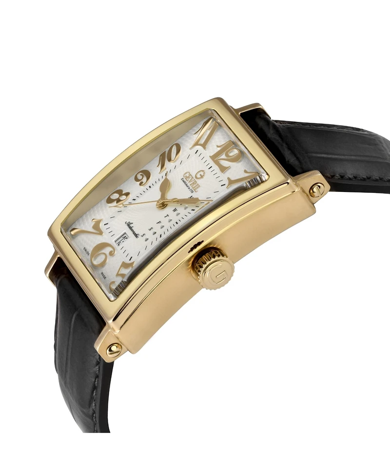 Gevril Men's Swiss Made Avenue of Americas Swiss Automatic Italian Leather Strap Watch