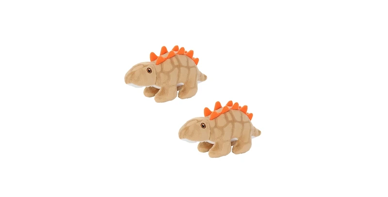 Mighty Jr Dinosaur Stegosaurus 2 Pack, Durable Plush Squeaky Dog Toy