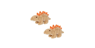 Mighty Jr Dinosaur Stegosaurus 2 Pack, Durable Plush Squeaky Dog Toy
