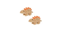Mighty Jr Dinosaur Stegosaurus 2 Pack, Durable Plush Squeaky Dog Toy