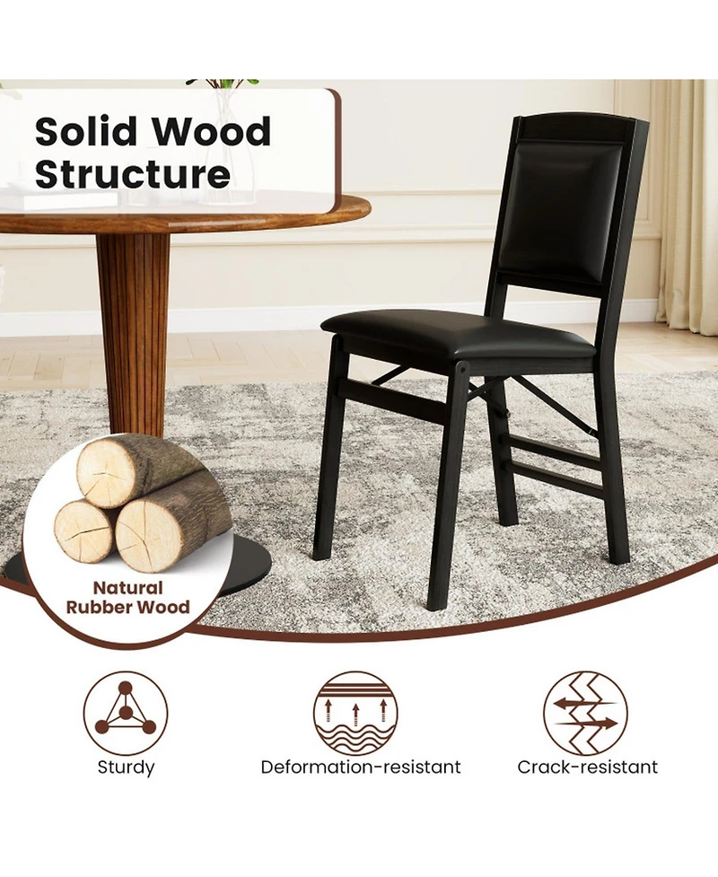 Sugift Folding Dining Chairs Set of 4 with Padded High Backrest for Kitchen