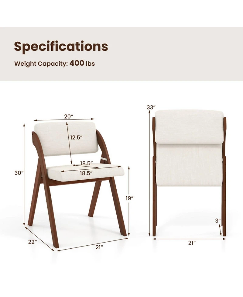 Sugift Folding Kitchen Dining Chairs Set of 4 with Rubber Wood Legs