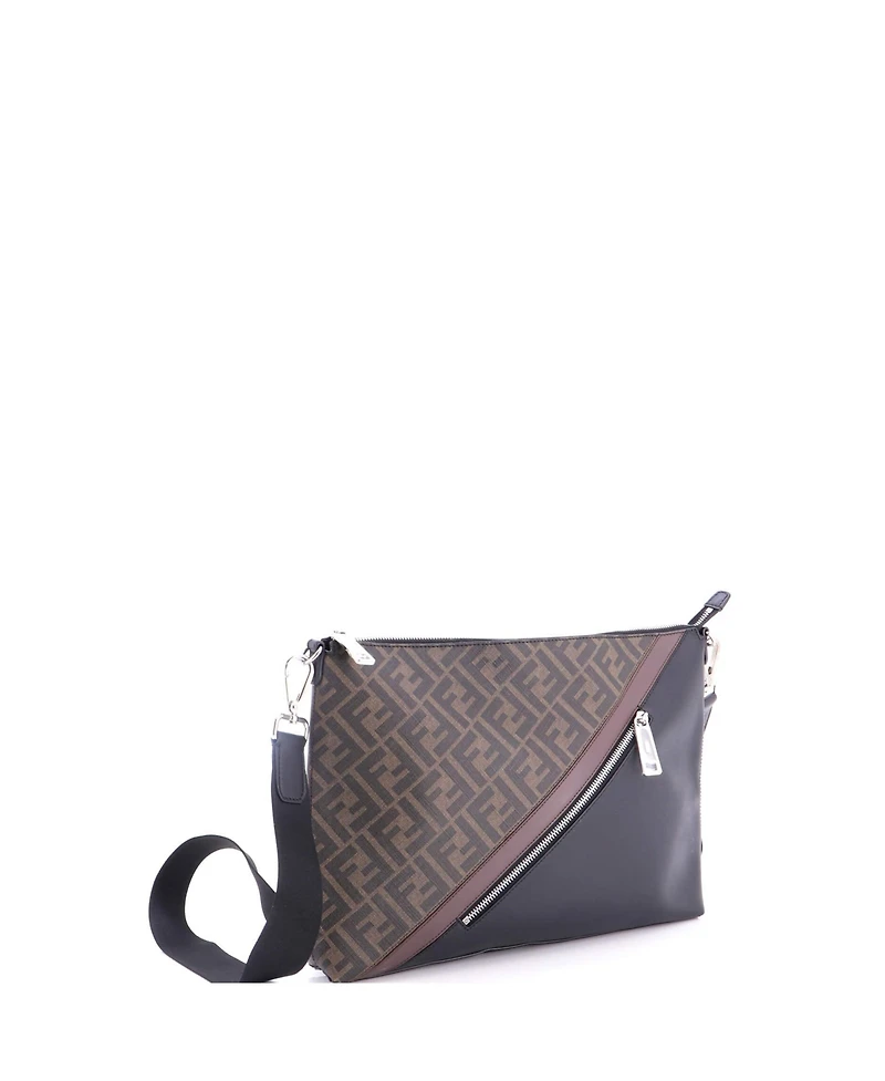 Pre-Owned Fendi Forever Fendi Messenger Bag Zucca Coated Canvas and Leather