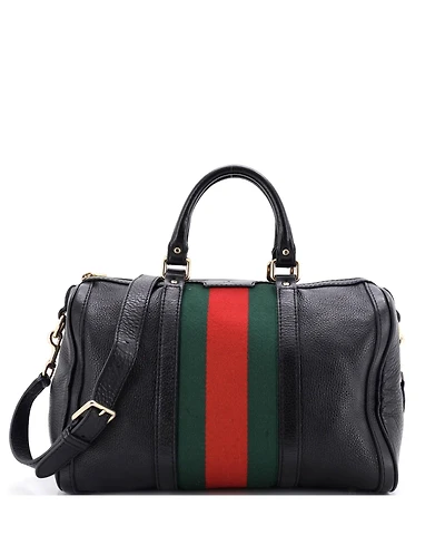 Pre-Owned Gucci Medium Vintage Web Boston Bag Leather