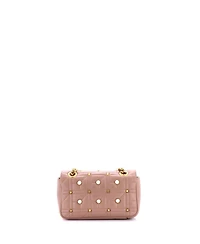 Pre-Owned Gucci Mini Pearly Gg Marmont Flap Bag Embellished Matelasse Leather