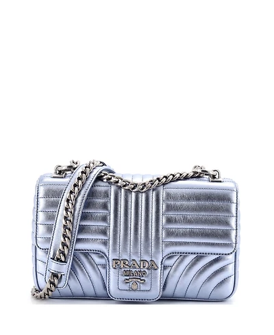 Pre-Owned Prada Medium Chain Flap Shoulder Bag Diagramme Quilted Leather