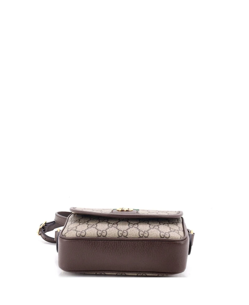 Pre-Owned Gucci Mini Ophidia Flap Shoulder Bag Gg Coated Canvas