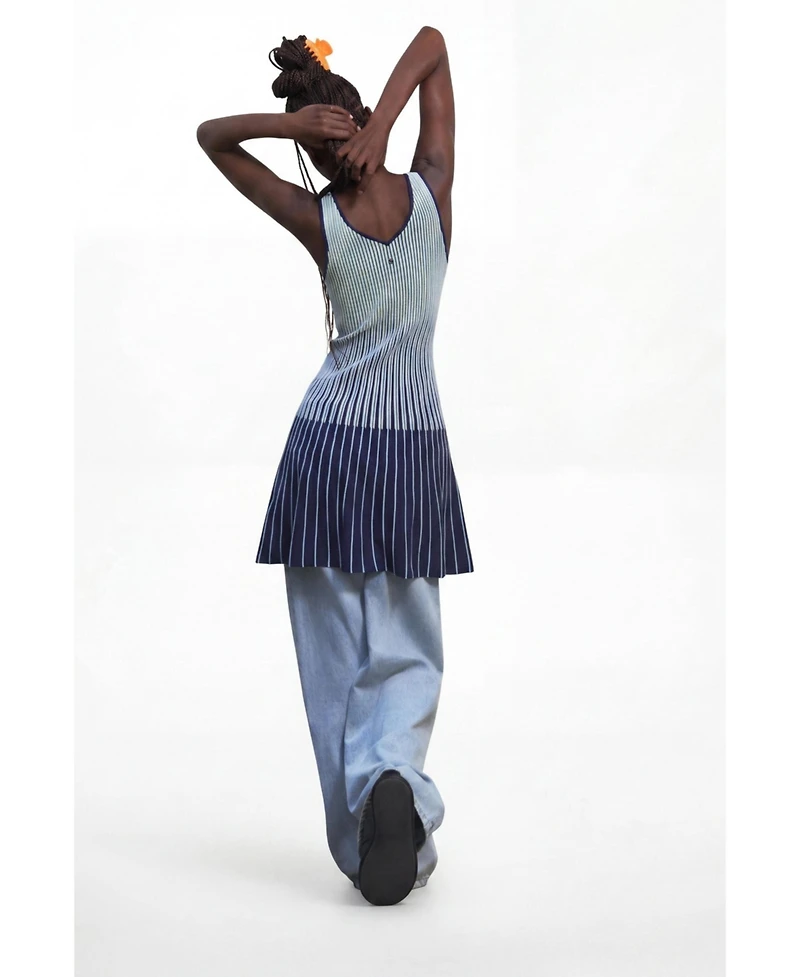 Desigual Women's Fit & Flare Striped Sleeveless Sweater Dress