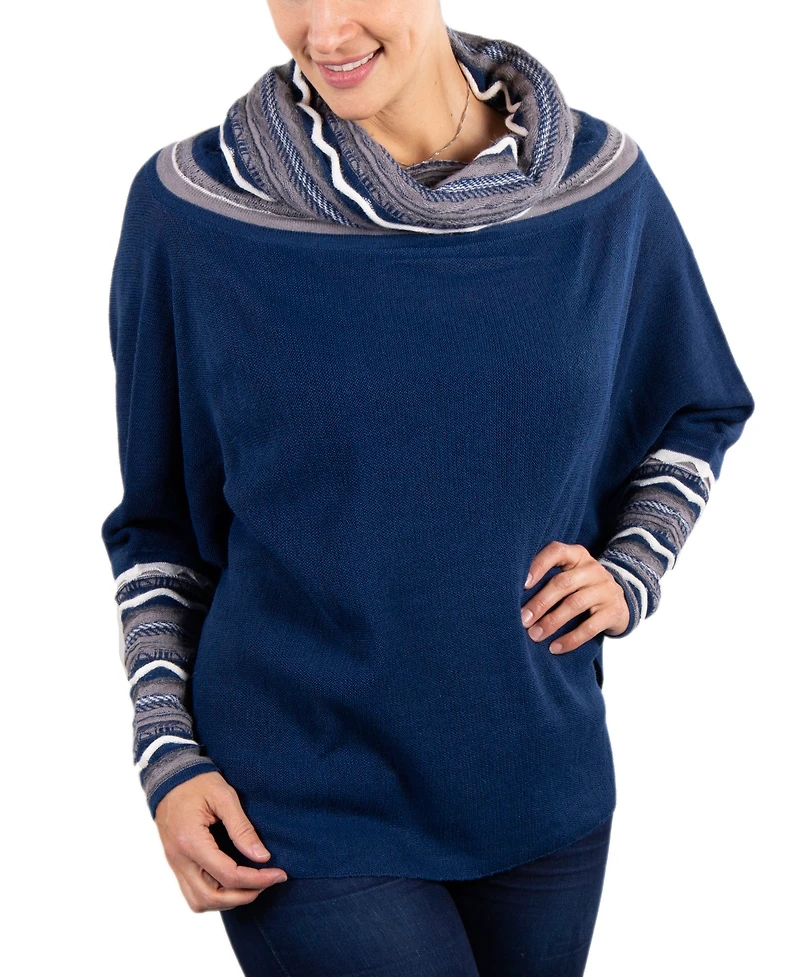 Simply Natural Women's Rossana Alpaca Cowl Neck Poncho Sweater