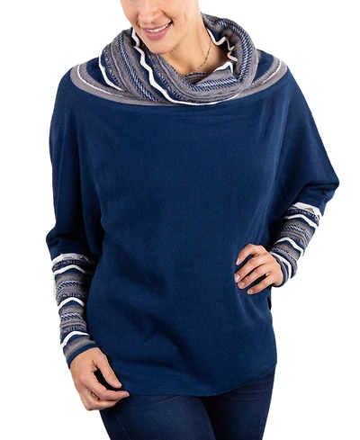 Simply Natural Women's Rossana Alpaca Cowl Neck Poncho Sweater