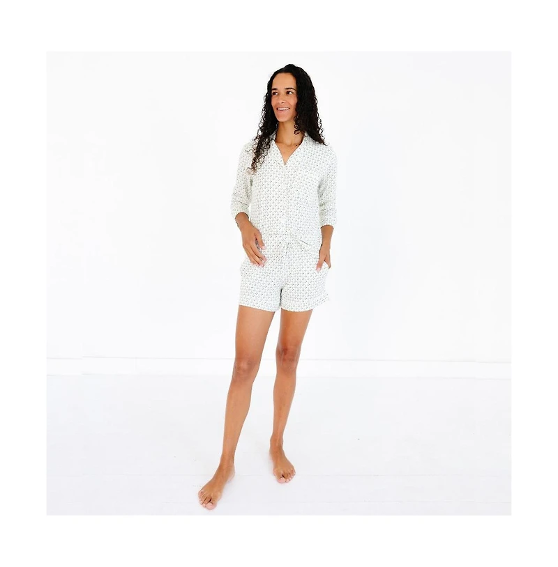 Motette Women's Lane Long Sleeve and Shorts Bamboo Pajama Set