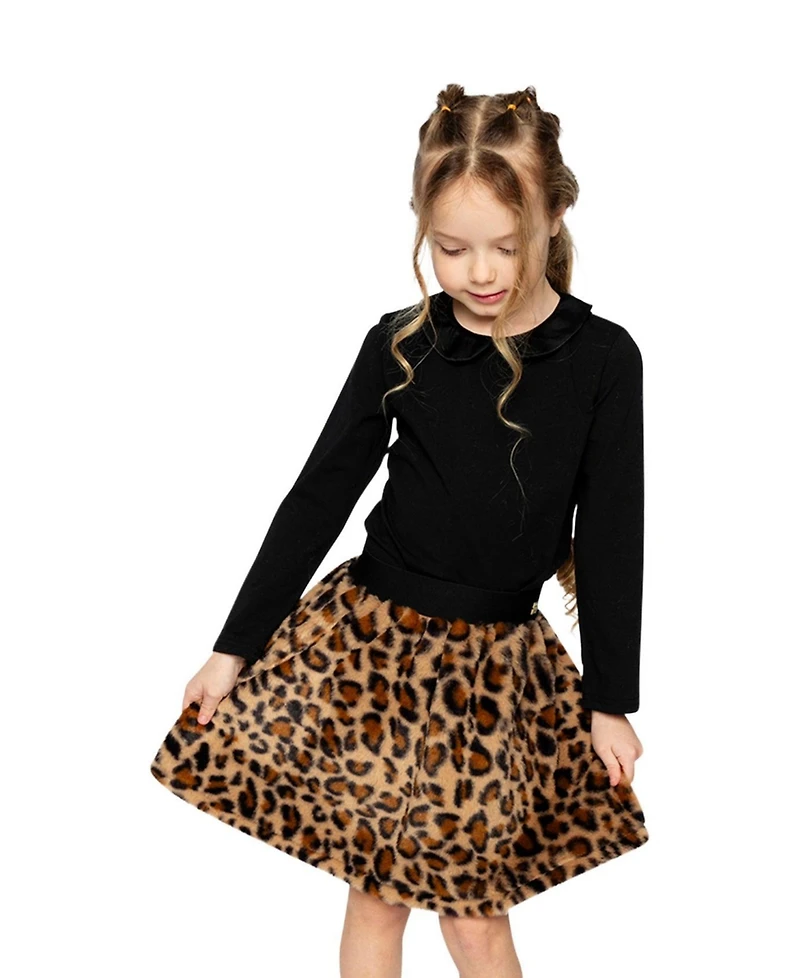Deux par Big Girls Faux Fur Skirt Leopard Print Skirts