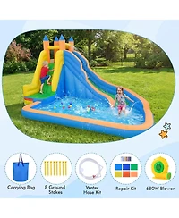 Sugift 3-in-1 Inflatable Water Slide with Climbing Wall, 157.5"L x 121.5"W x 96.5"H, Ages 3-10