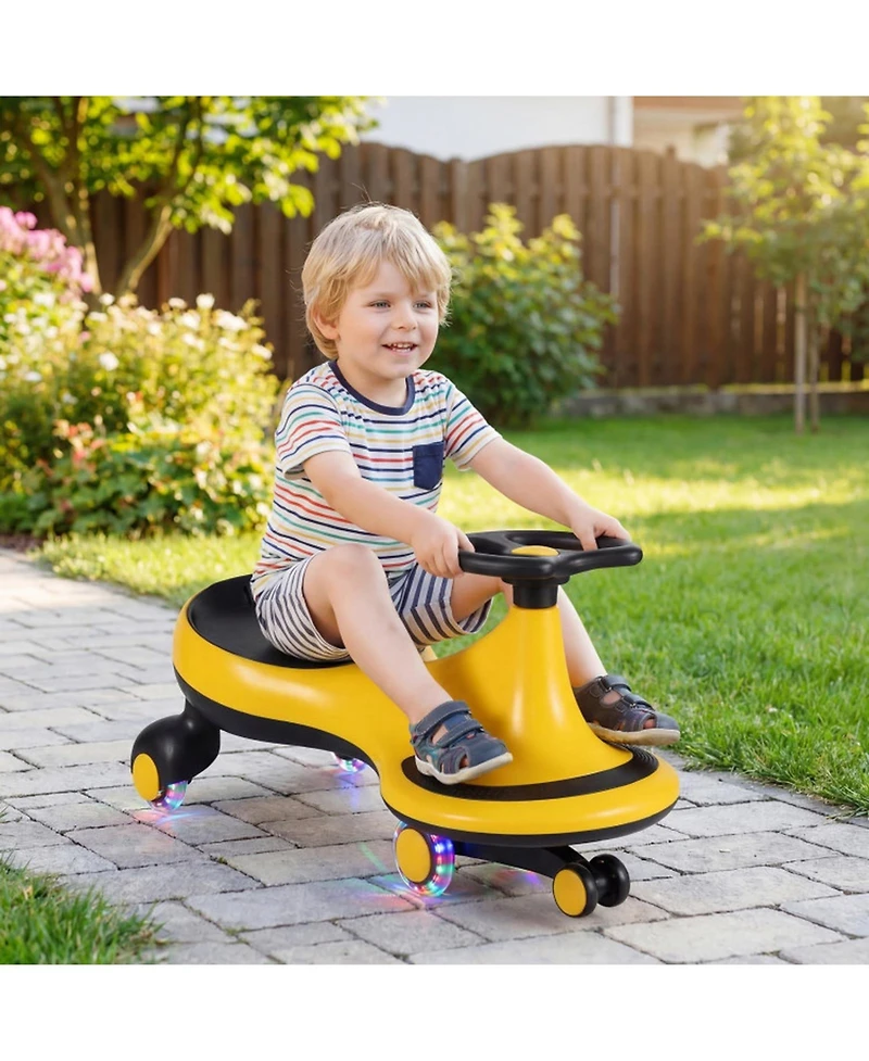Sugift Ride-On Wiggle Toy Car with Flashing Wheels, Battery-Free, Ages 3-8