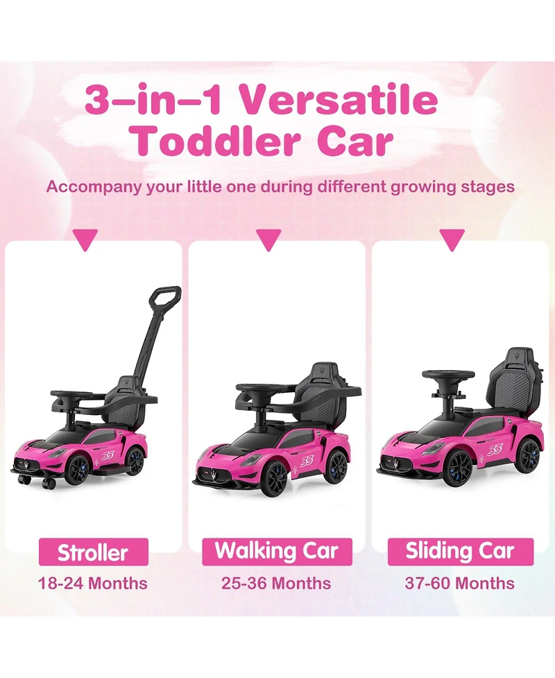 Sugift 3-in-1 Ride-On Push Sliding Car with Music, 35.5"L x 16"W x 35.5"H, Ages 18-60 Months