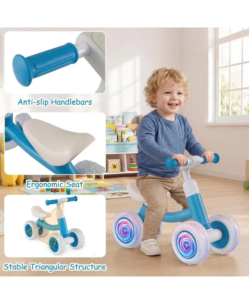 Sugift Baby Adjustable Light-Up Wheels Balance Bike, Ages 1+